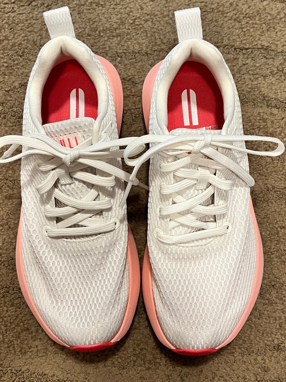 NOBULL White Mesh Trainers with Pink Midsole